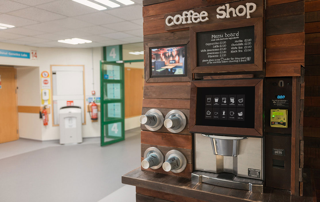 Commercial coffee machine at hospital