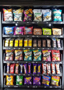 Traditional vending machine selection of products