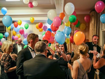 colourful balloons at party