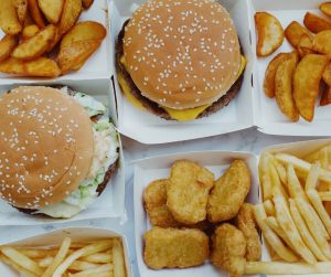 Burgers, fries and fried foods