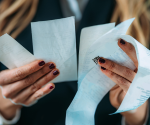 Woman holding receipts