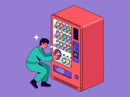 Cartoon image vending machine restock